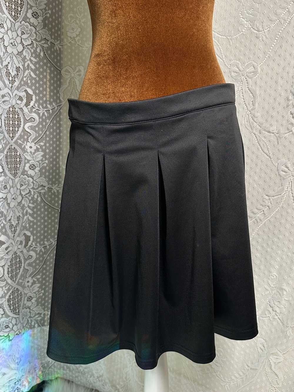BloomChic Black Pleated Skater Skirt